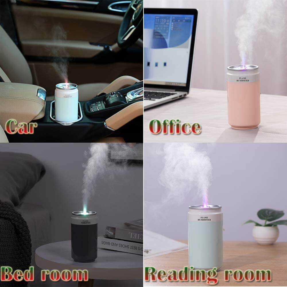 Portable Humidifier USB-Powered Flame-Effect Night Light Automatic Shutoff