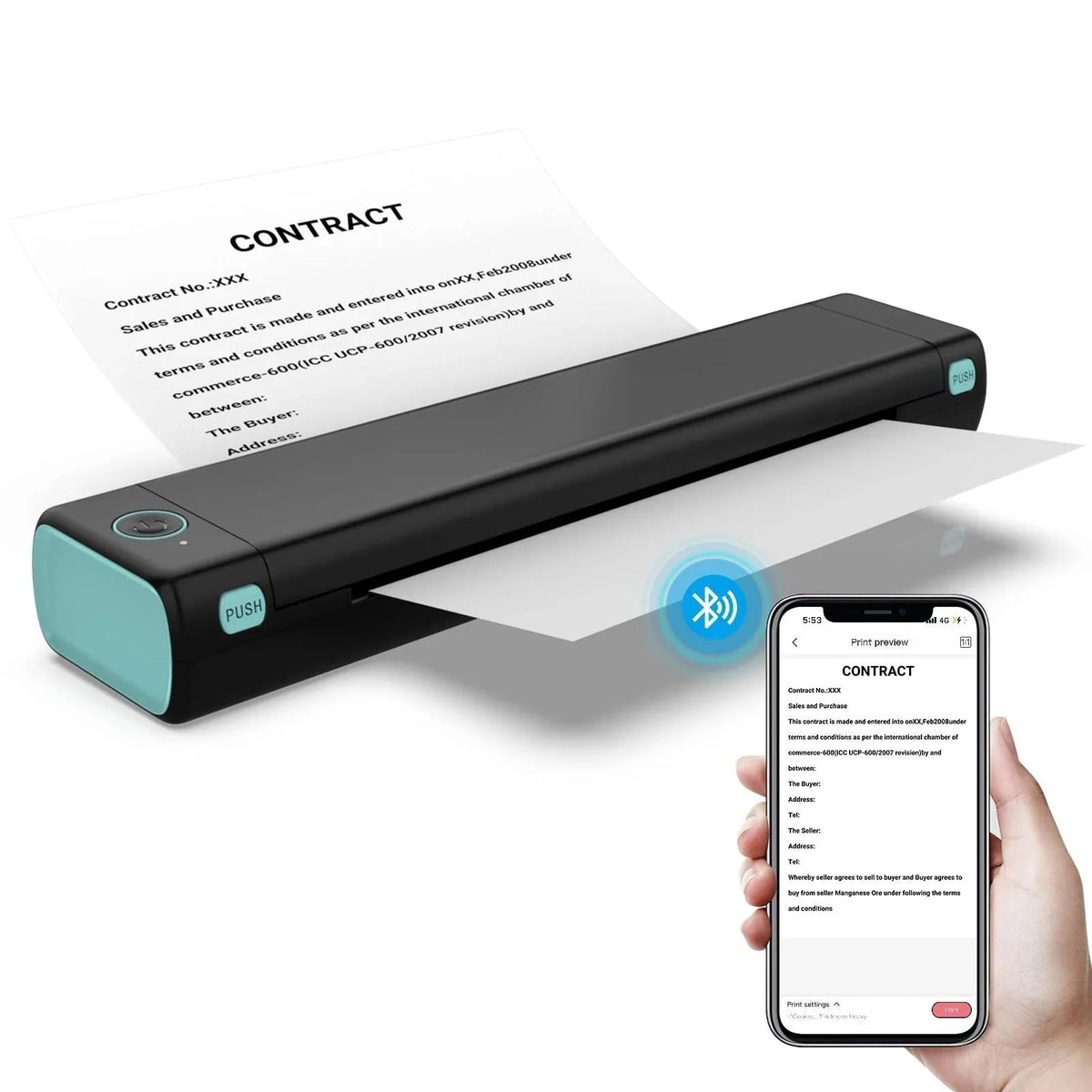 Portable Thermal Printer Wireless Inkless Letter-Size Printing