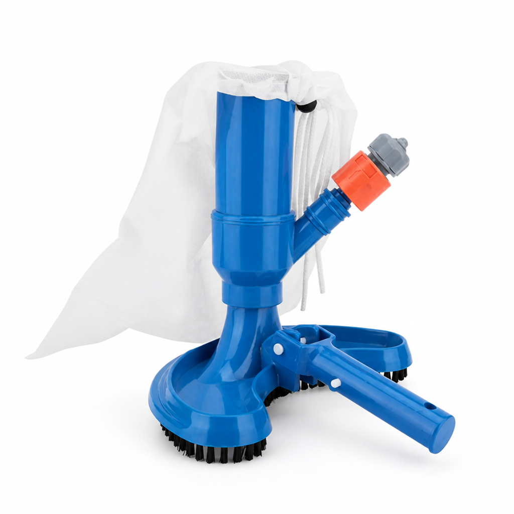 Portable W-Shaped Brush & Telescopic Pole Pool Vacuum (Hose-Compatible)