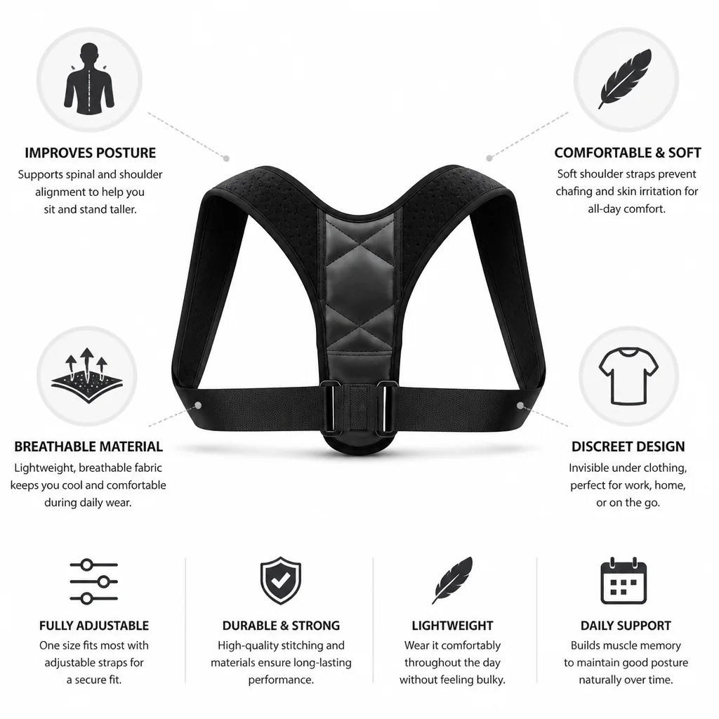 Posture Corrector Adjustable Discreet Soft Straps