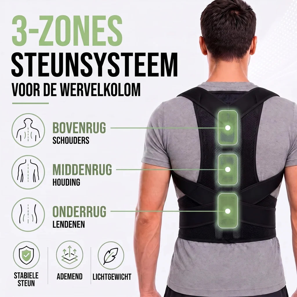 Posture Corrector Brace Adjustable Breathable Mesh 3-Zone Support