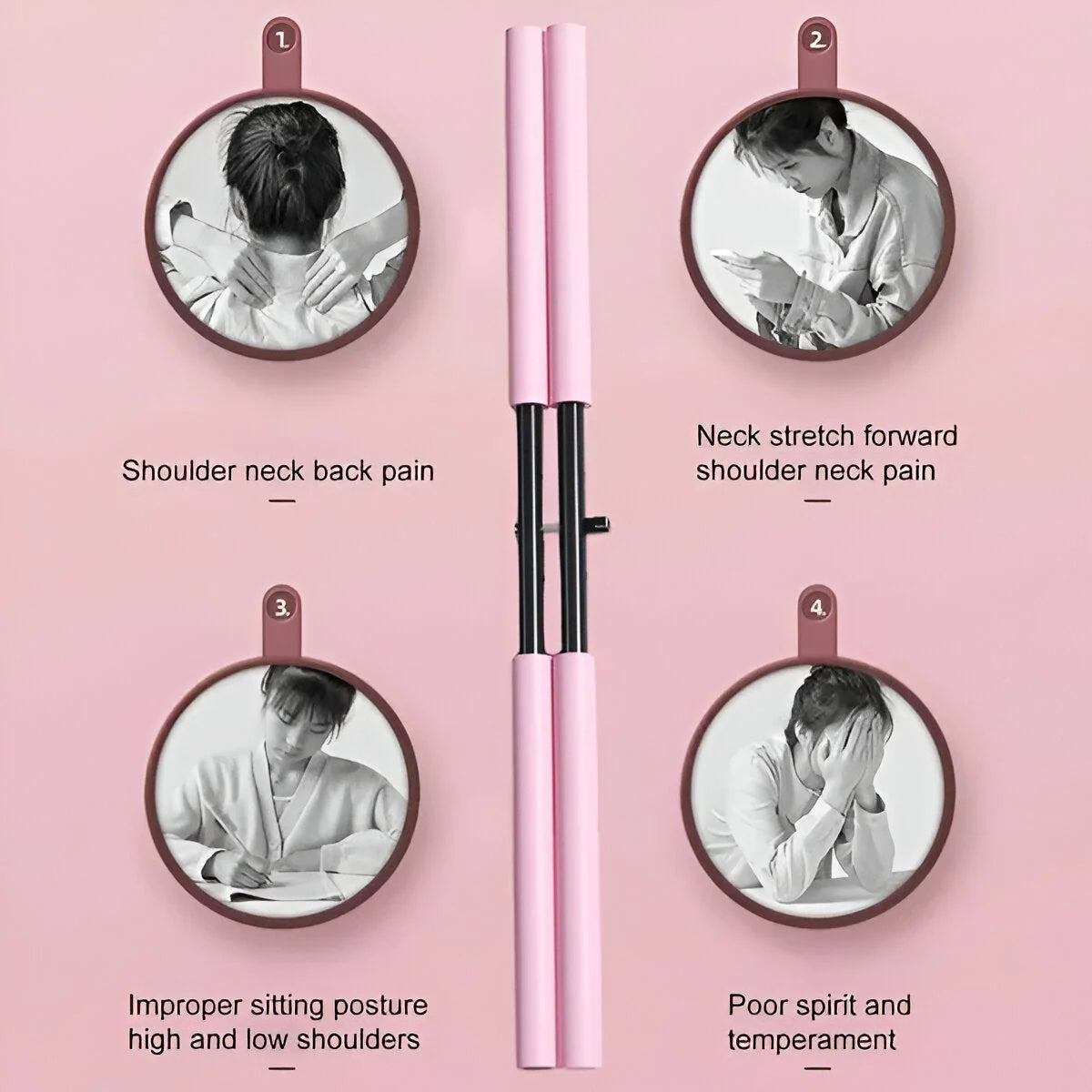 Posture Stick Adjustable Foam Grips & Stainless Steel Frame