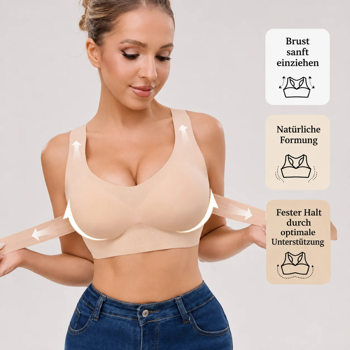 Posture Support Bra Crossed Back Wide Straps Front Closure