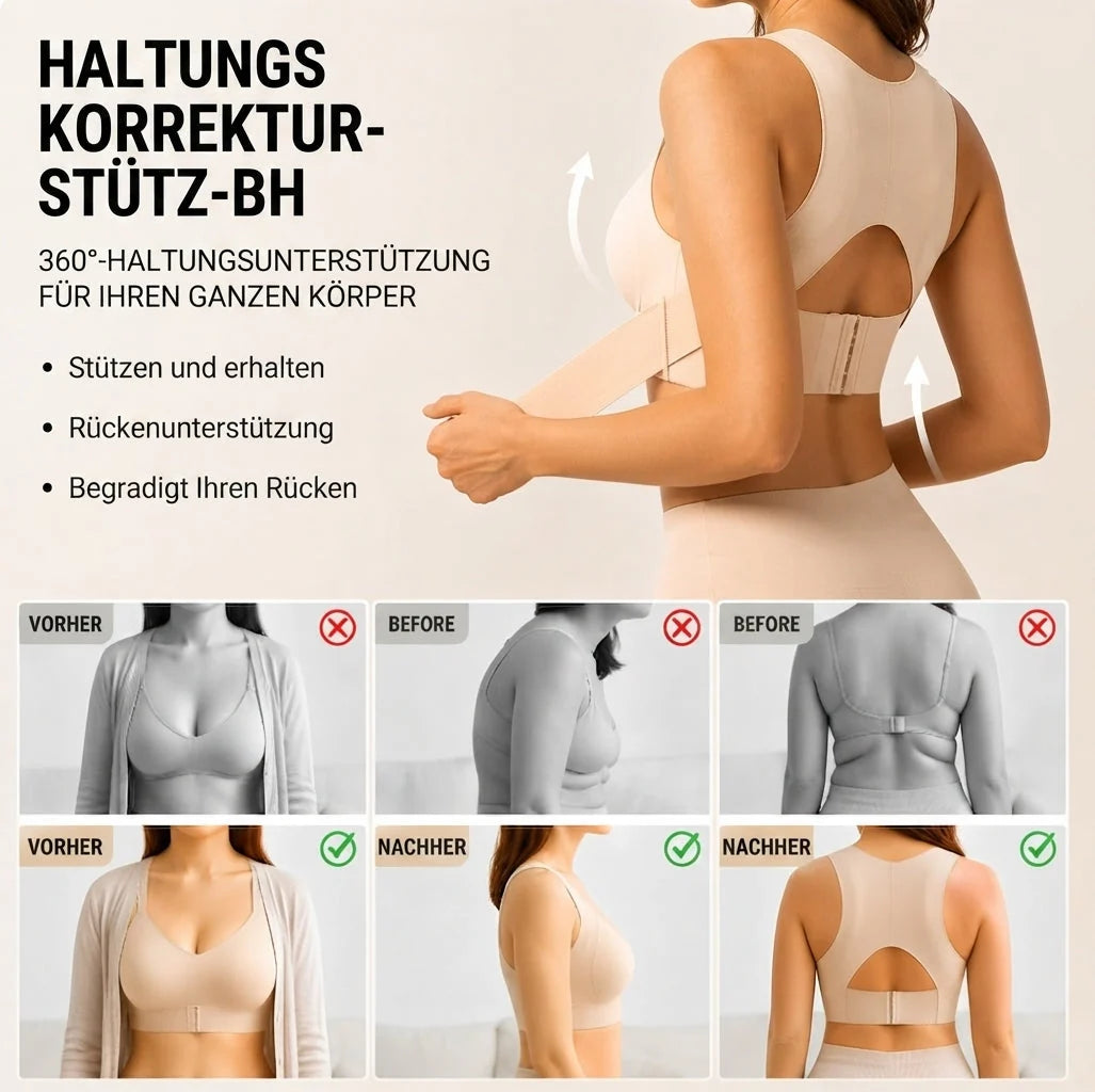 Posture Support Bra Crossed Back Wide Straps Front Closure