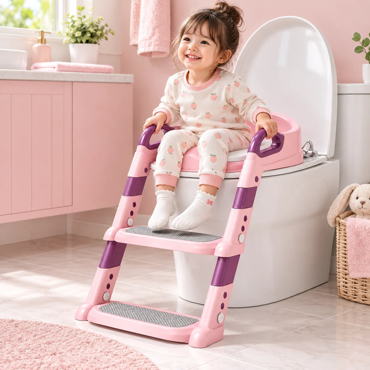 Potty Training Seat Ladder Foldable Compact Stable Support
