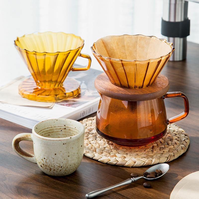 Pour-Over Coffee Maker Borosilicate Heat-Resistant Glass Carafe