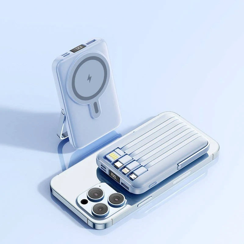 Power Bank 10000mAh Magnetic Wireless Built In Cables