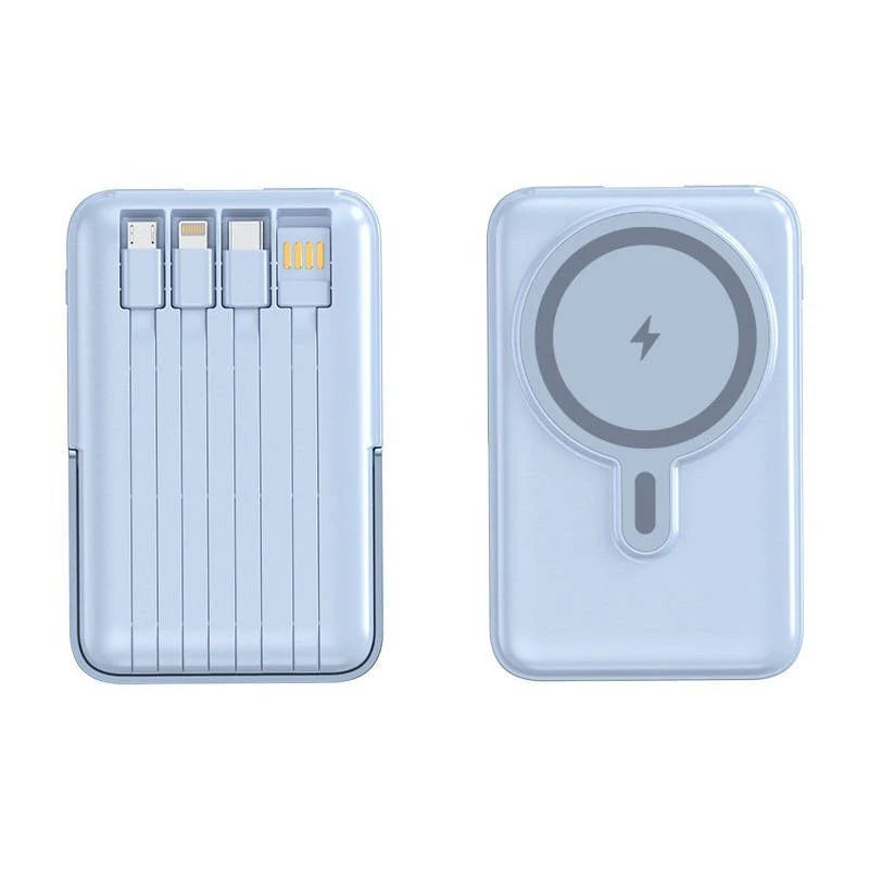 Power Bank 10000mAh Magnetic Wireless Built In Cables