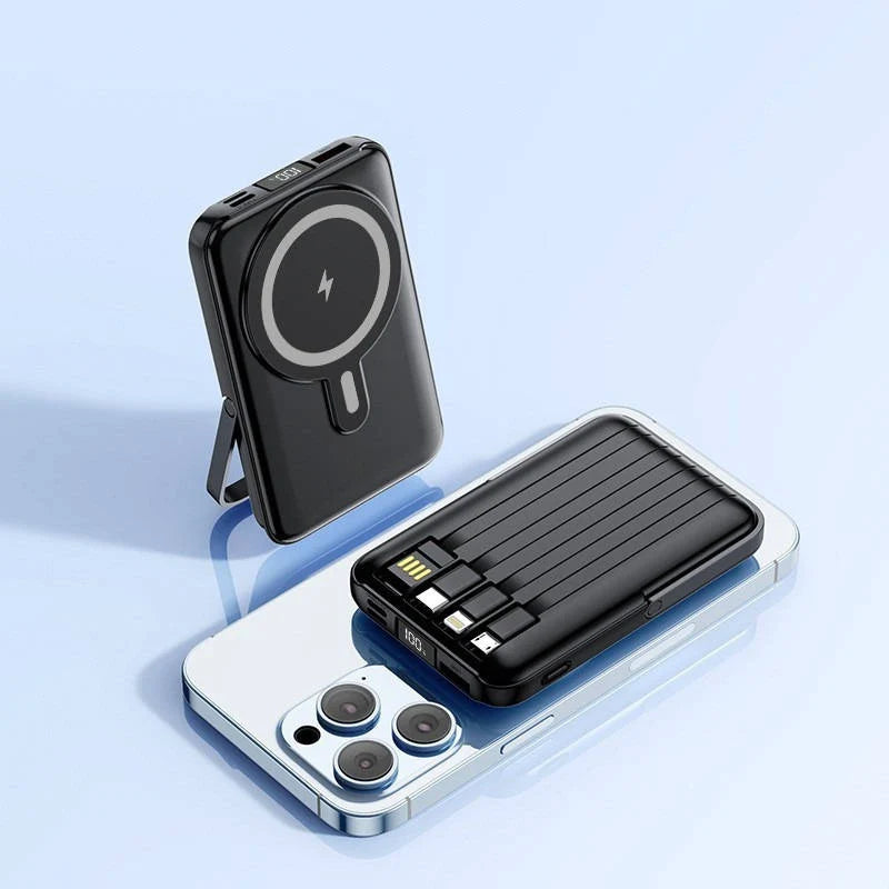Power Bank 10000mAh Magnetic Wireless Built In Cables