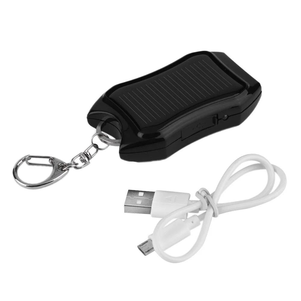 Power Bank Solar-Powered Keychain With LED Flashlight