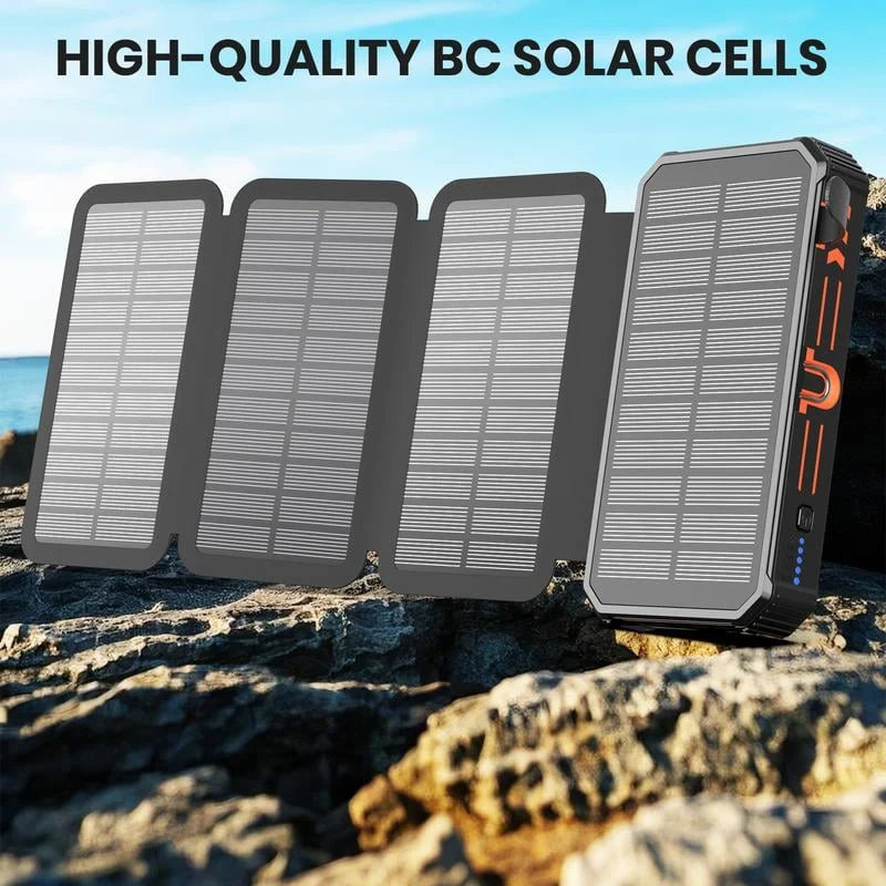 Power Bank Solar Wireless Charging 20000mAh Built-In Cables
