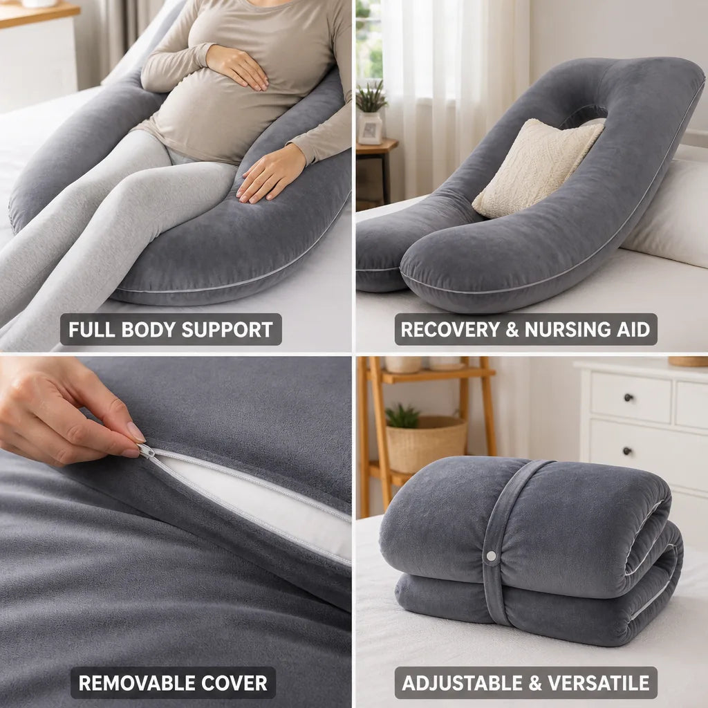 Pregnancy Body Pillow Ergonomic Huggable Removable Cotton Cover