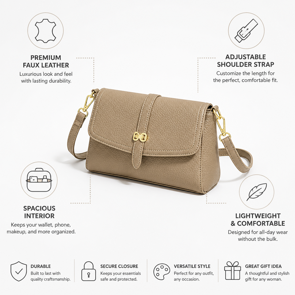Premium Faux Leather Adjustable Strap Crossbody Bag