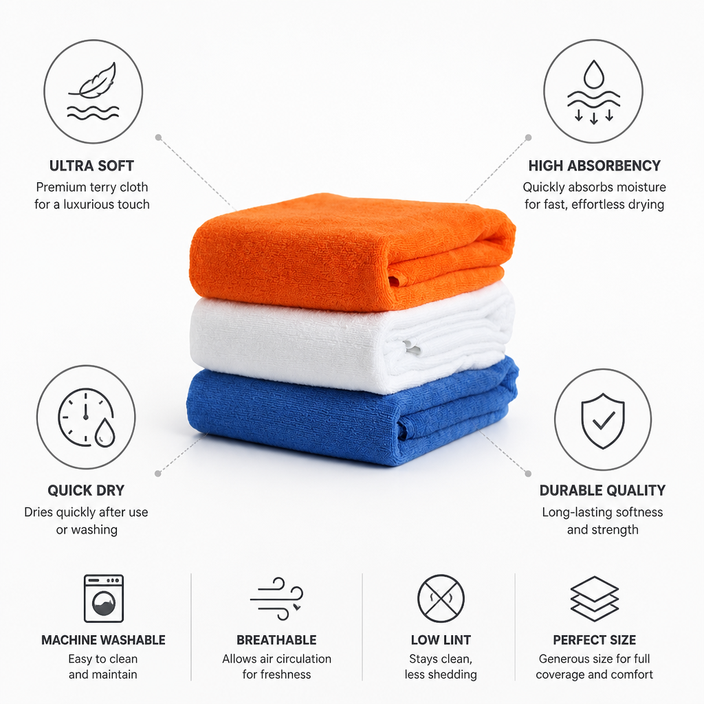 Premium Soft Quick-Dry Terry Cloth Bath Towel