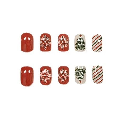 Press-On Nail Set 24-Piece Festive Holiday Designs Long-Lasting