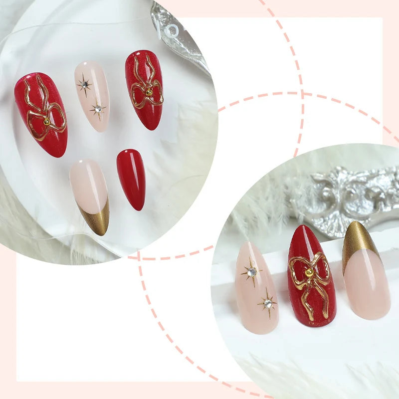 Press-On Nail Set 3D Embellishments & Self-Adhesive Strips