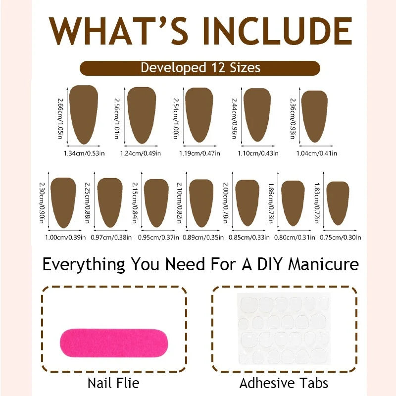 Press-On Nail Set 3D Embellishments & Self-Adhesive Strips