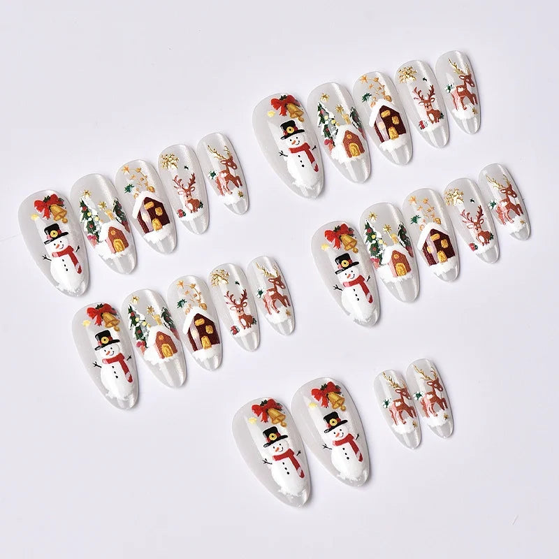 Press-On Nail Set Christmas Designs Peel-And-Stick & Reusable