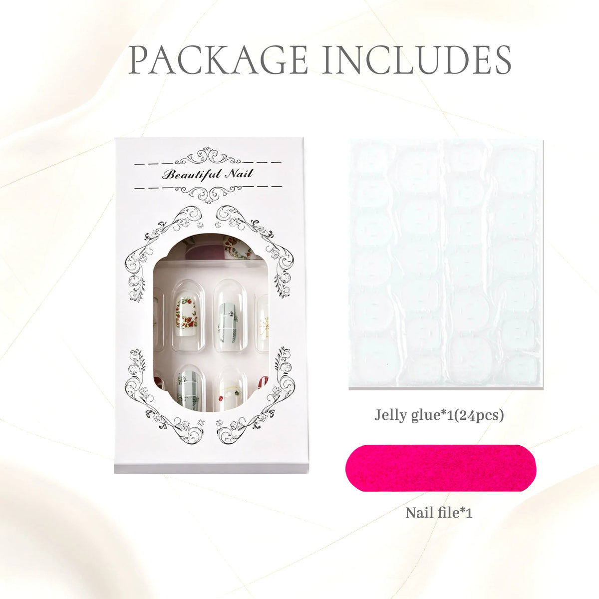 Press-On Nail Set Easy Application & Holiday Designs