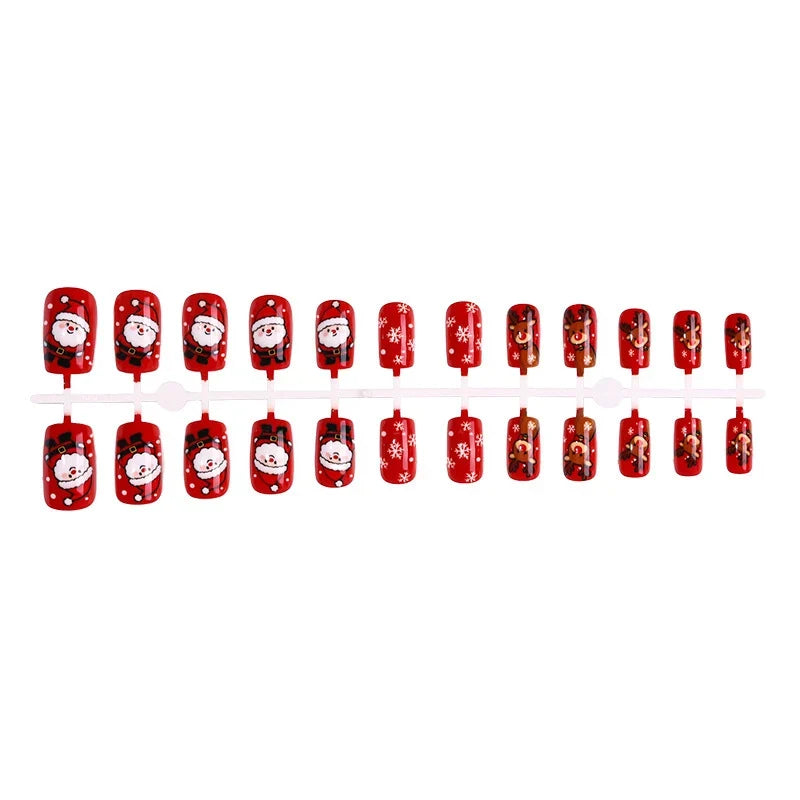 Press-On Nail Set Festive Christmas Designs Adhesive Included