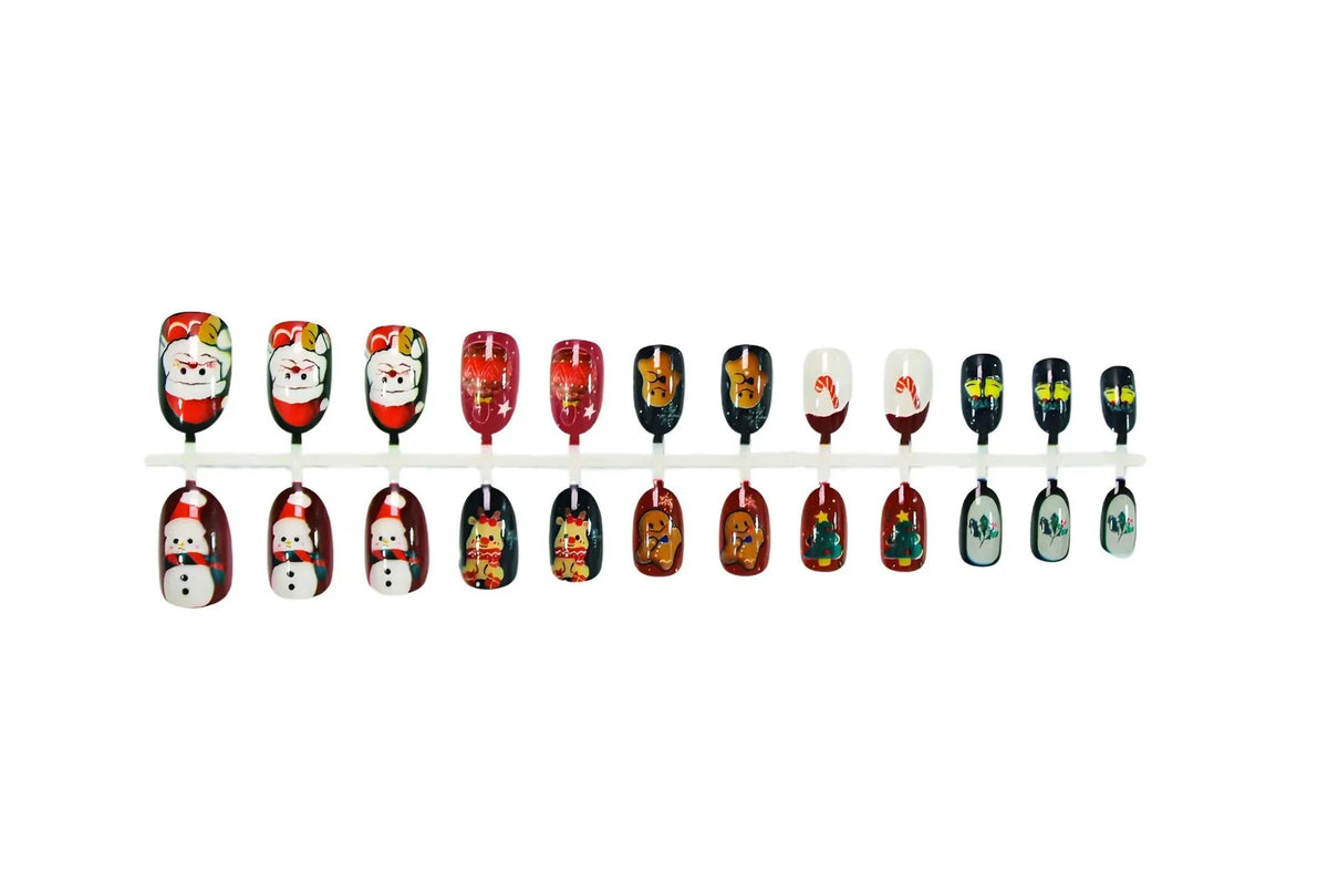 Press-On Nail Set Festive Christmas Designs Reusable & Non-Toxic