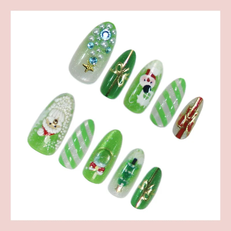 Press-On Nail Set Festive Designs Glossy & Matte