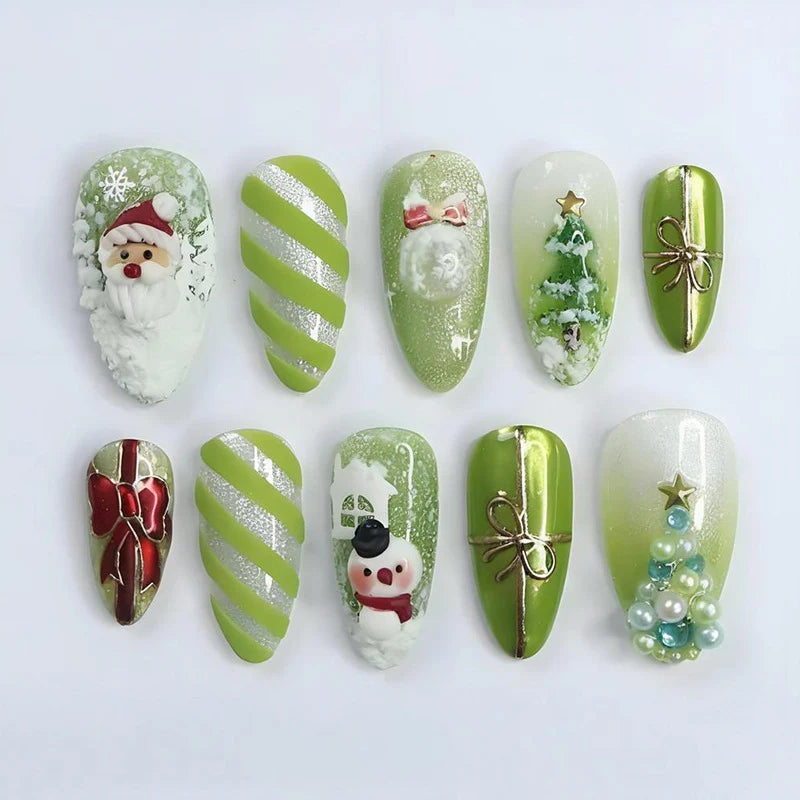 Press-On Nail Set Festive Designs Glossy & Matte
