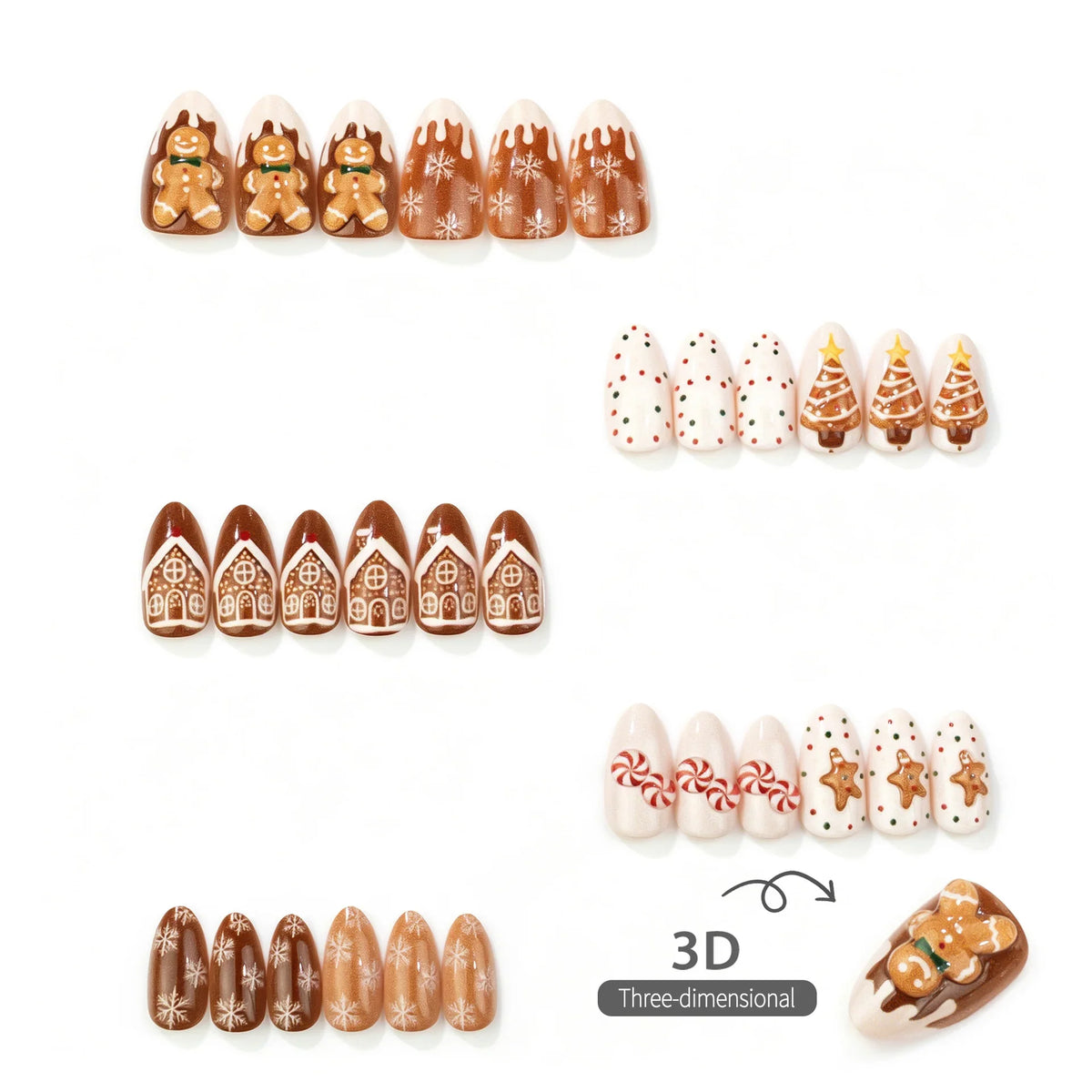 Press-On Nail Set Festive Holiday Designs Application Kit