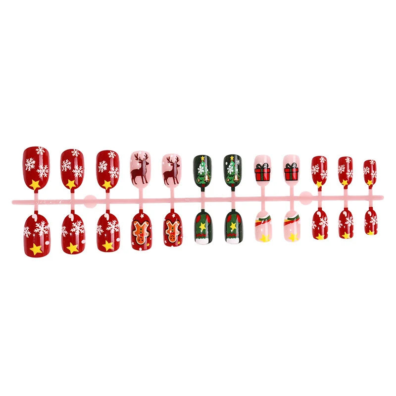 Press-On Nail Set Festive Holiday Designs Reusable Peel-And-Press