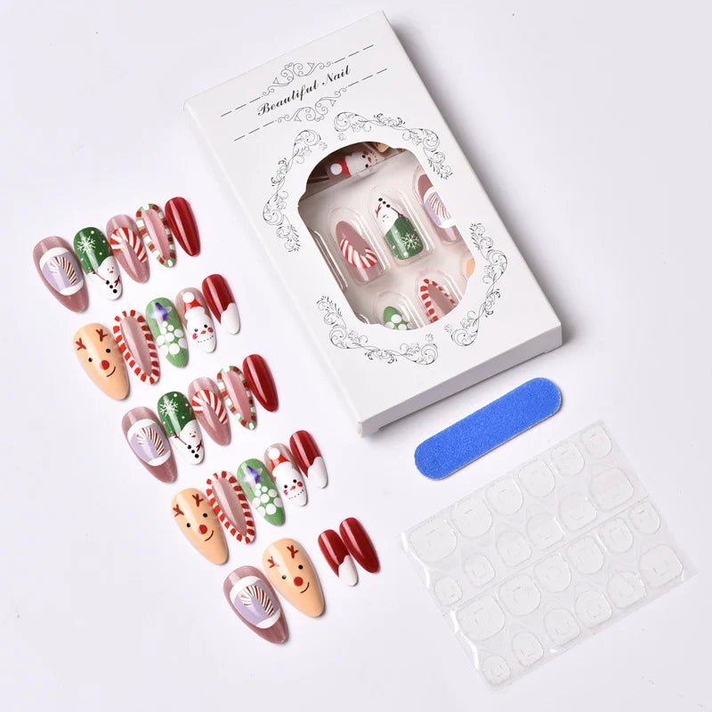 Press-On Nail Set Festive Holiday Peel-And-Stick & Reusable