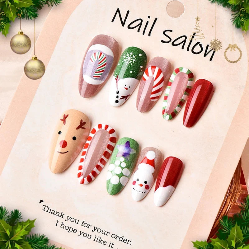 Press-On Nail Set Festive Holiday Peel-And-Stick & Reusable
