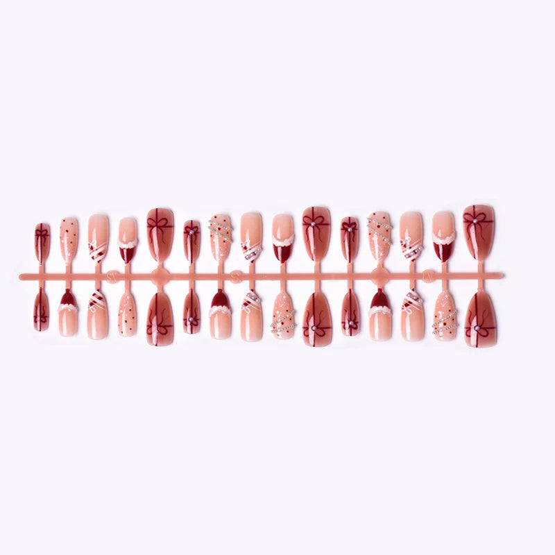 Press-On Nail Set Gift-Themed Designs Easy Application & Long-Lasting