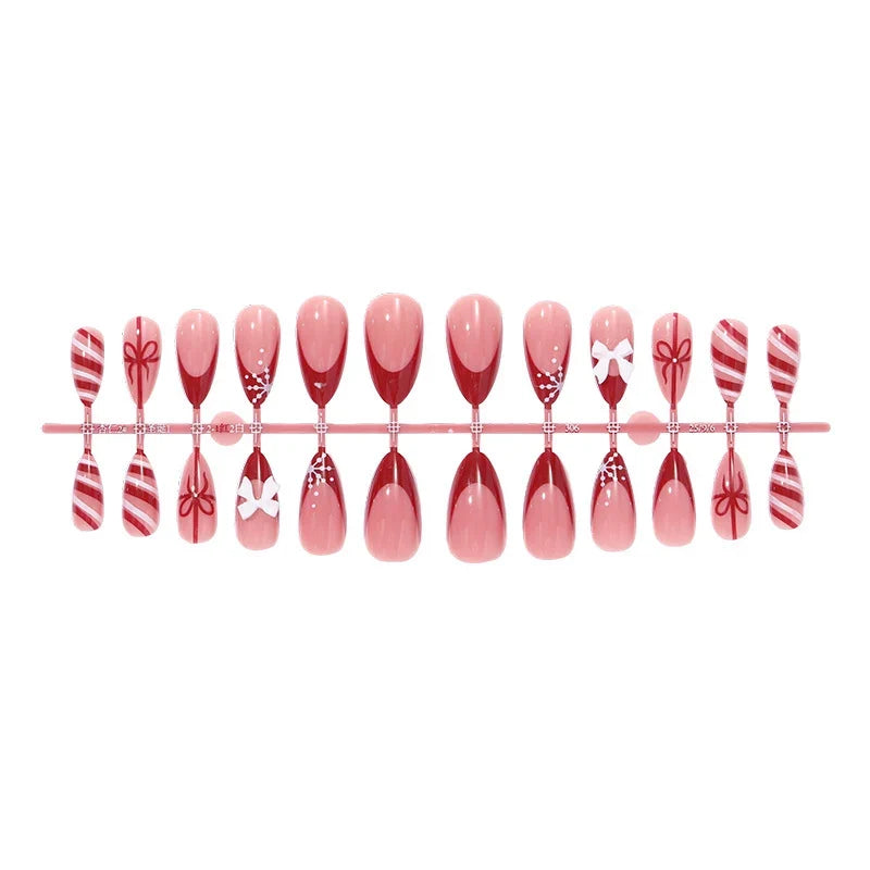 Press-On Nail Set Glitter & Bow Accents 24-Pack