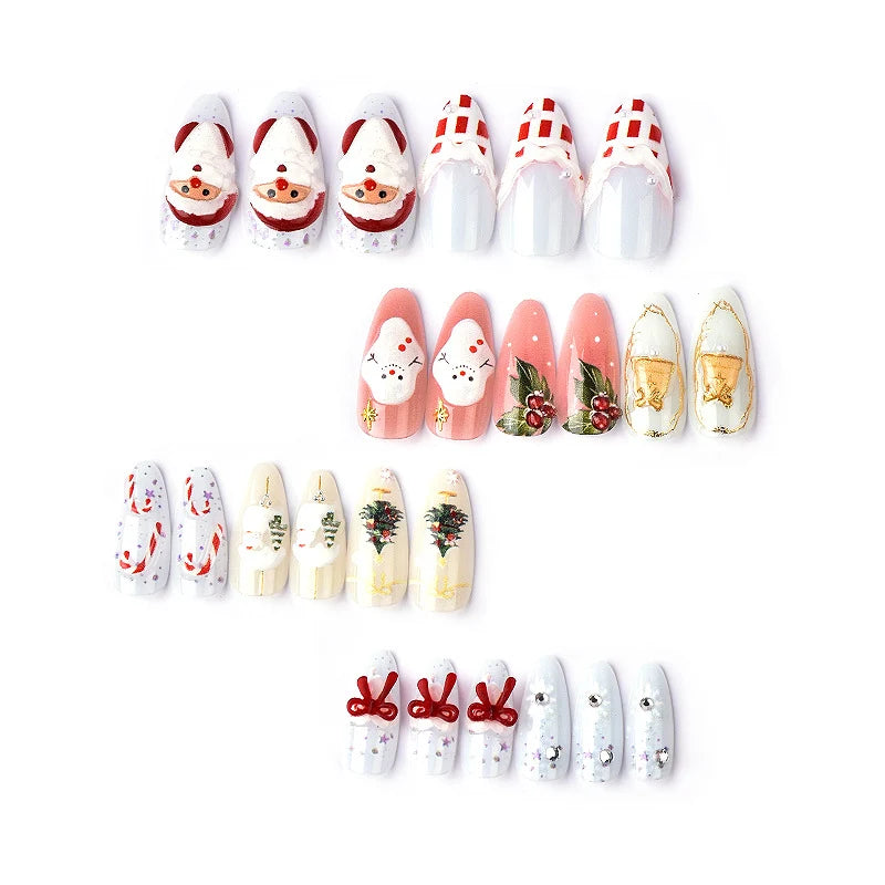 Press-On Nail Set Holiday Designs Easy Application 10 Pieces