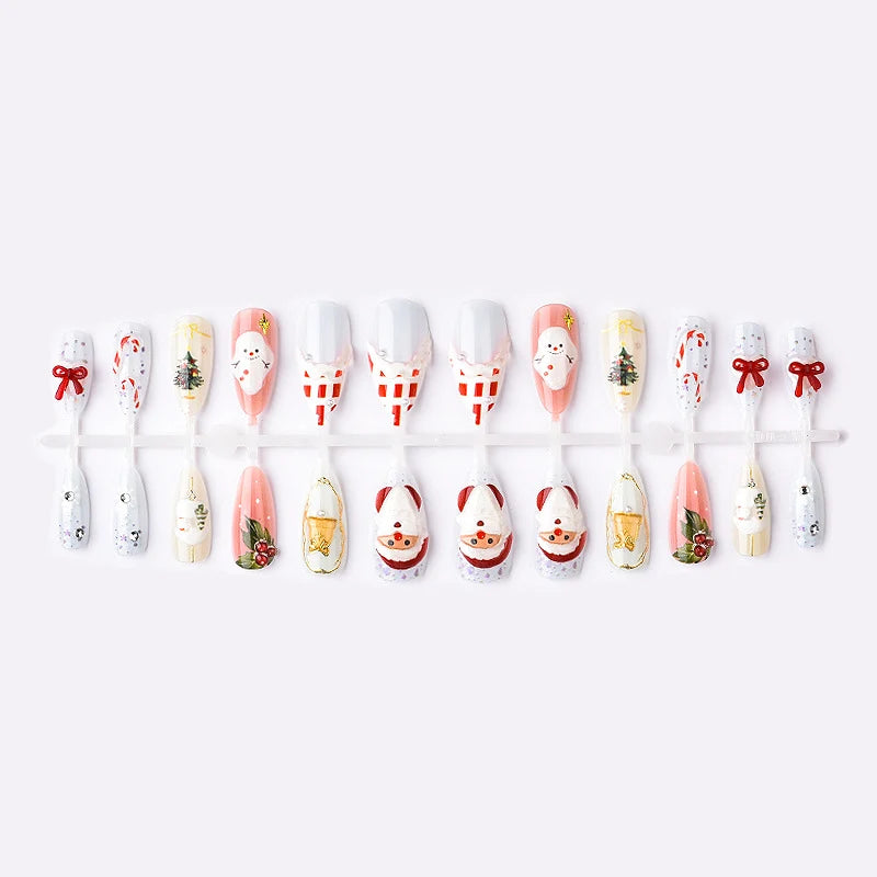 Press-On Nail Set Holiday Designs Easy Application 10 Pieces
