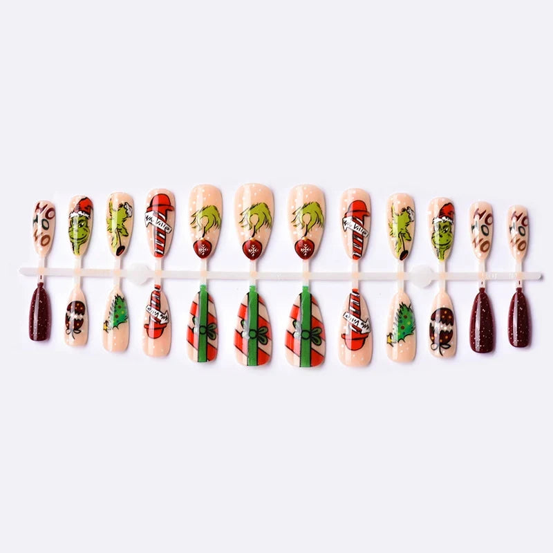 Press-On Nail Set Holiday Designs Multiple Sizes
