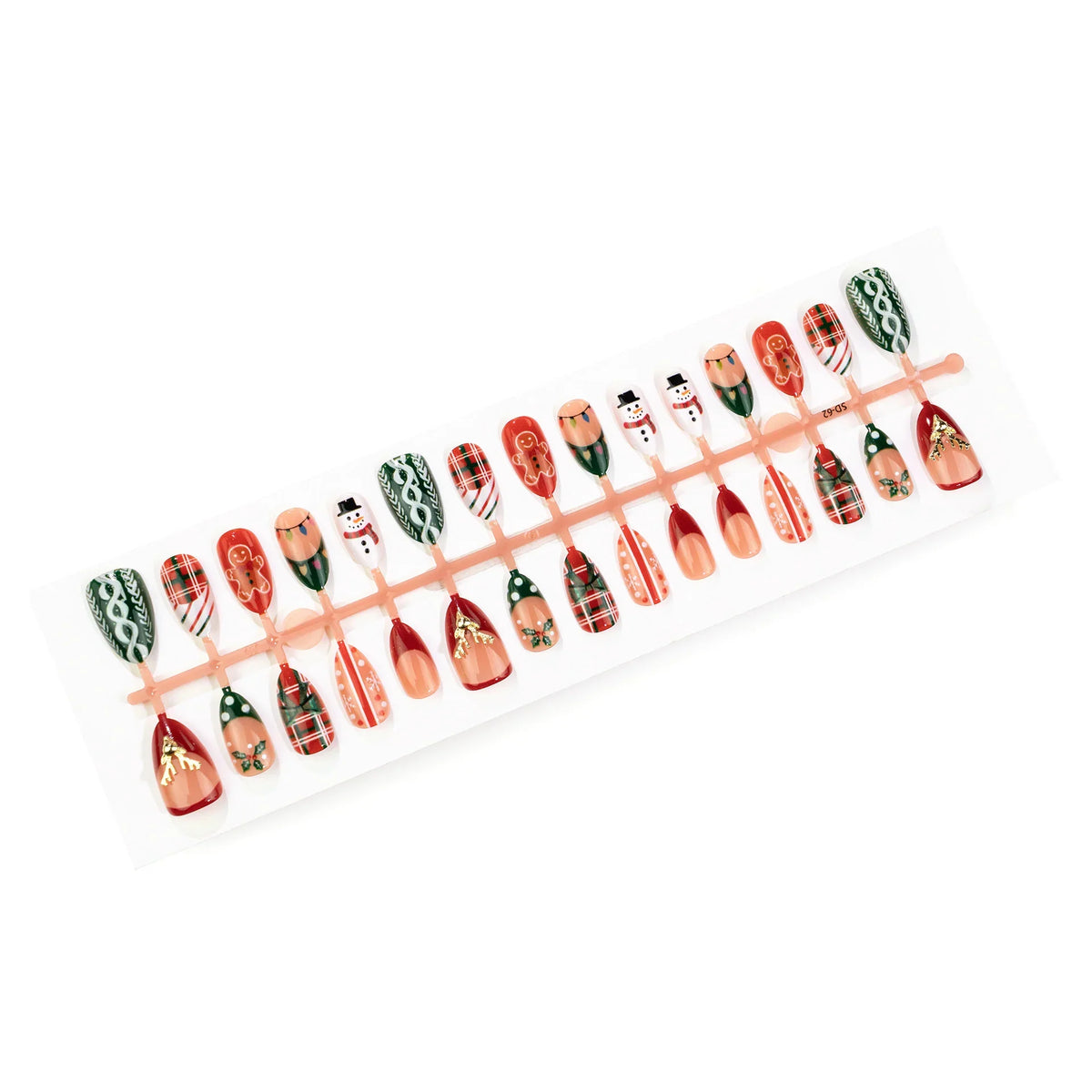 Press-On Nail Set Holiday Designs With Glue & File
