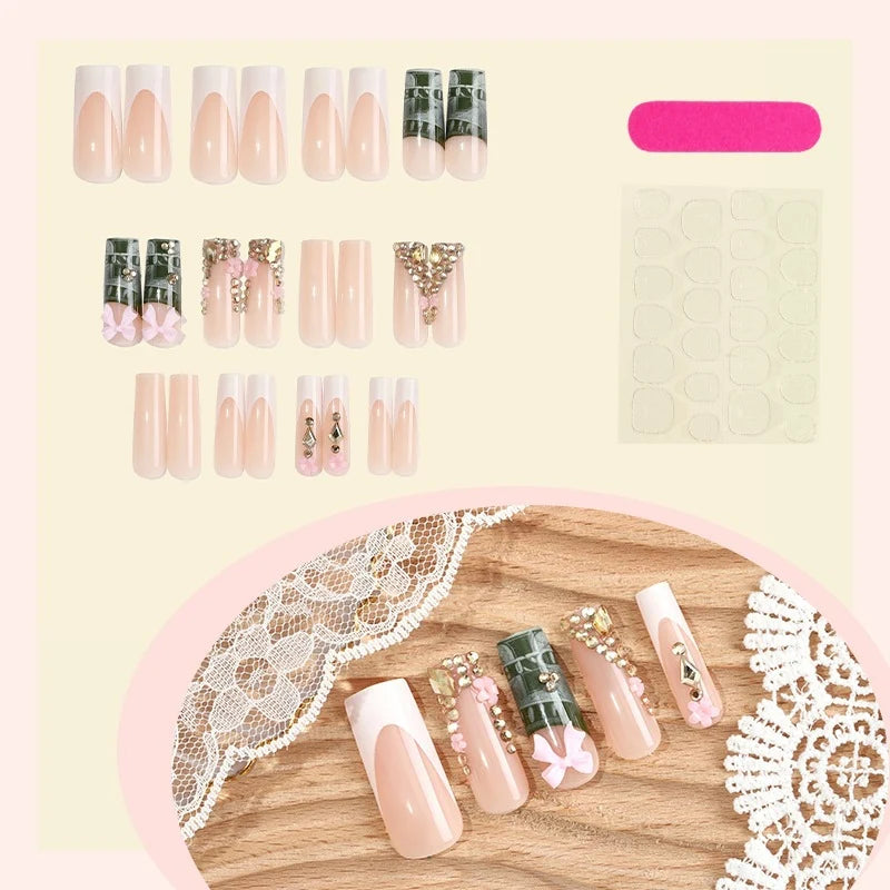 Press-On Nail Set Luxurious Embellishments & Long-Lasting Wear