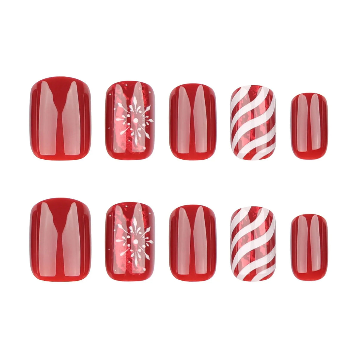 Press-On Nail Set Self-Adhesive Deep Red 24-Piece