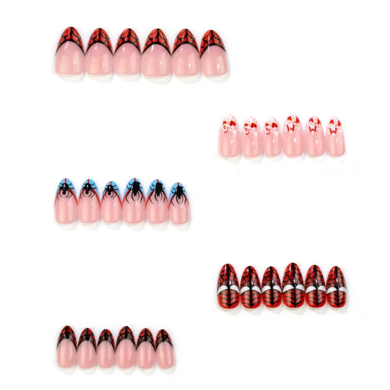 Press-On Nail Set Spider Web Design Easy Application