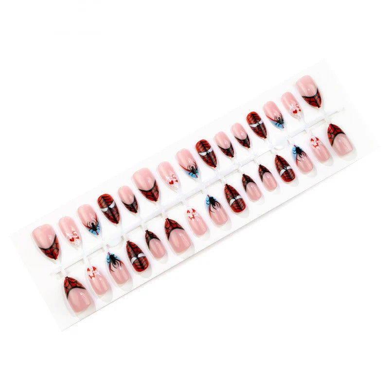 Press-On Nail Set Spider Web Design Easy Application
