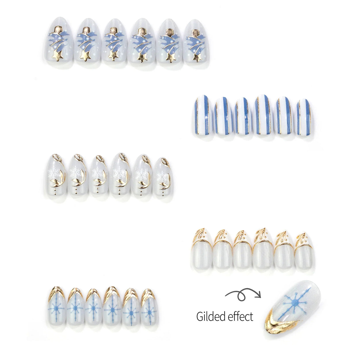 Press-On Nail Set Winter-Themed Designs Easy Application