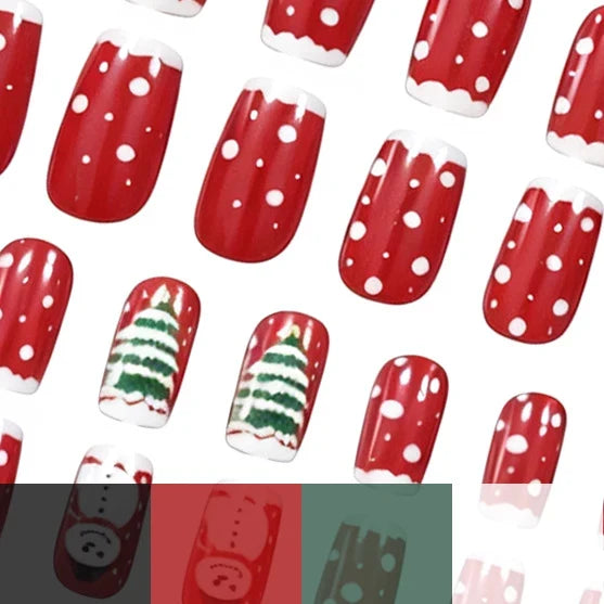 Press-On Nails Acrylic Christmas Designs Set of 24