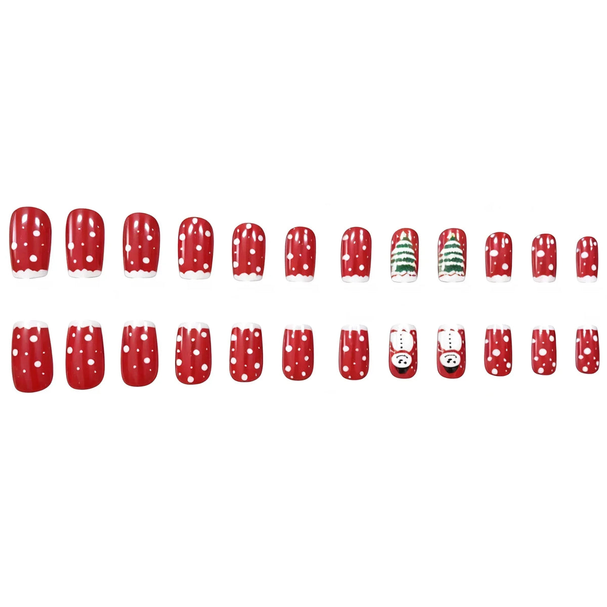 Press-On Nails Acrylic Christmas Designs Set of 24
