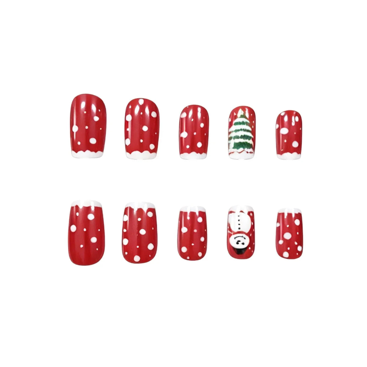 Press-On Nails Acrylic Christmas Designs Set of 24