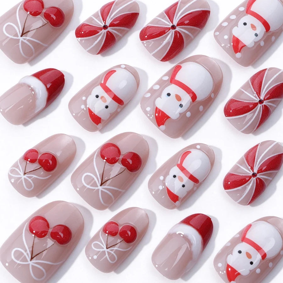 Press-On Nails Christmas Designs Glue-Free Multiple Sizes