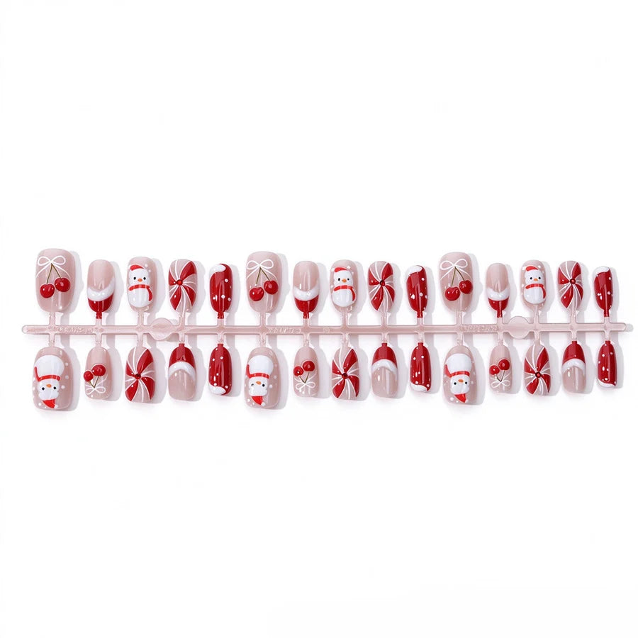Press-On Nails Christmas Designs Glue-Free Multiple Sizes