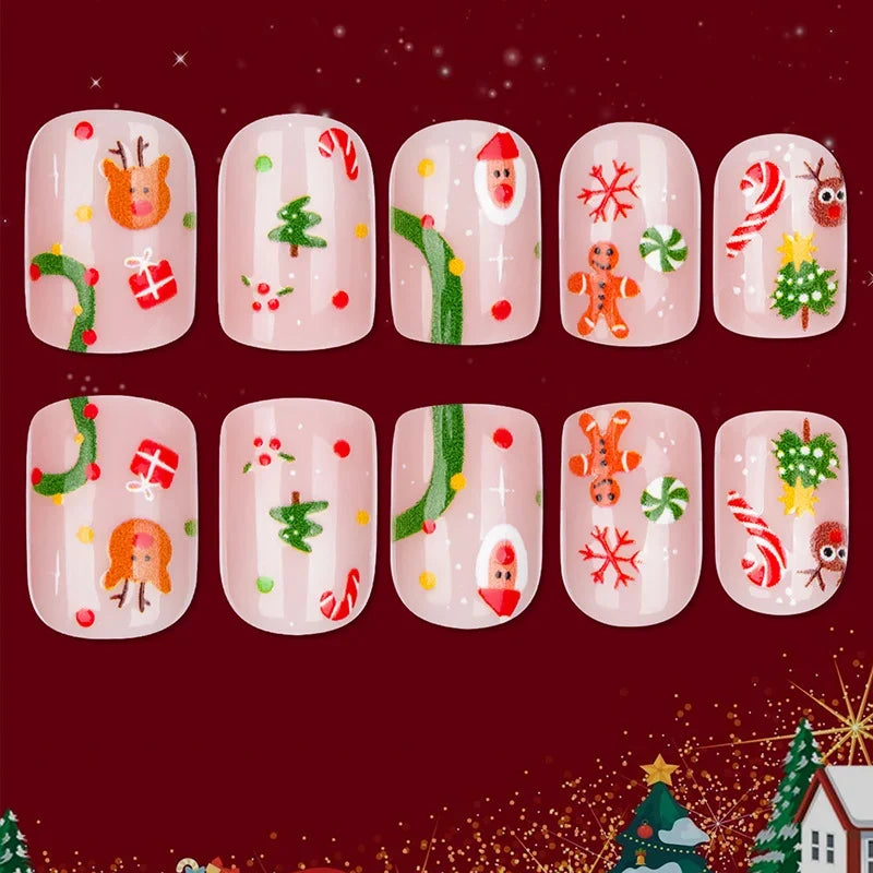 Press-On Nails Holiday Designs Gel Polish & Strong Adhesive