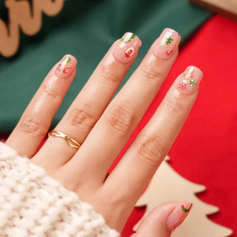 Press-On Nails Holiday Designs Gel Polish & Strong Adhesive