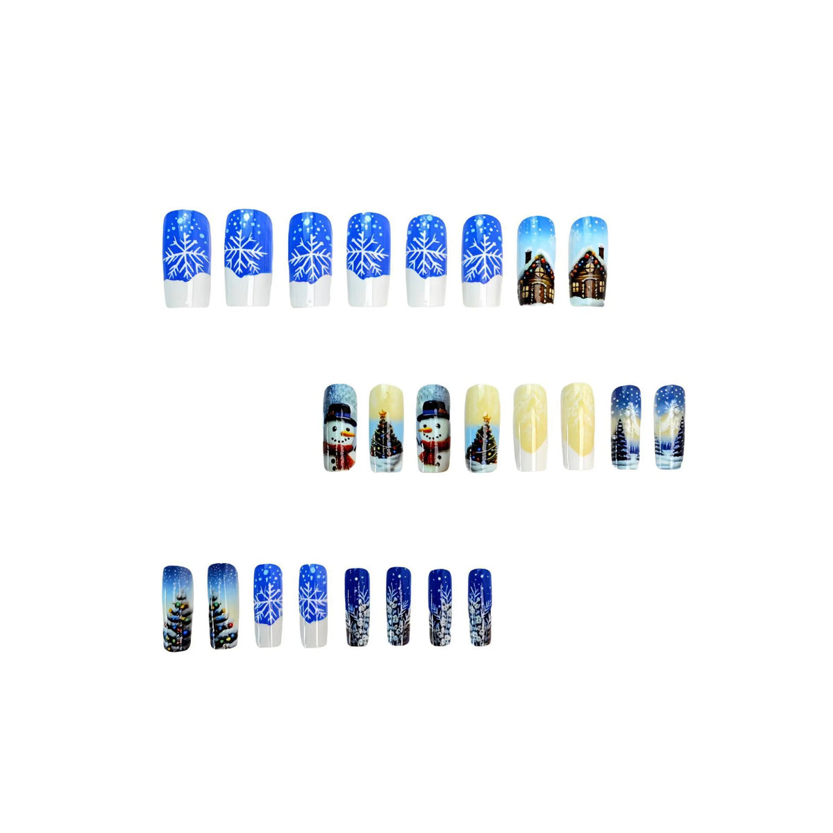 Press-On Nails Holiday Snowflake Peel-And-Stick Long-Lasting Shine
